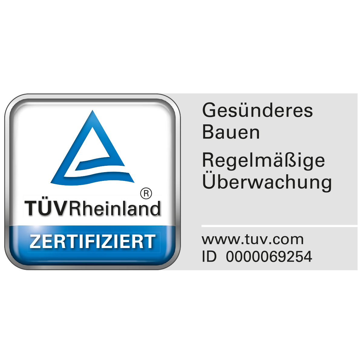 Certificat construction saine Tüv Rheinland